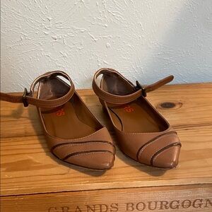 KORS Michael Kors Brown Ankle-Strap Pointed Heels